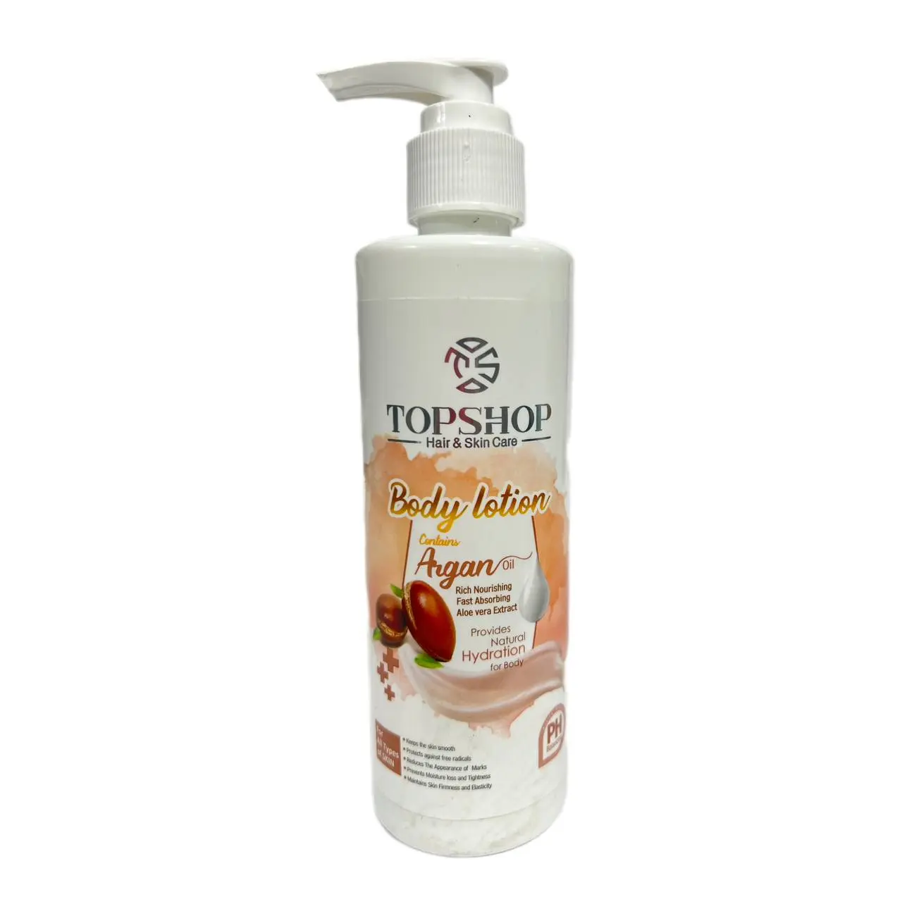 لوسیون بدن تاپ شاپ دارای روغن آرگان حجم 250 میلی لیتر